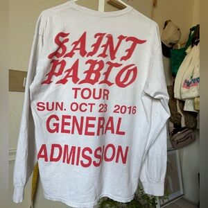KANYE WEST 2016 SAINT PABLO TOUR LA 10/25/16 LARGE LONG SLEEVE SHIRT CREAM RED